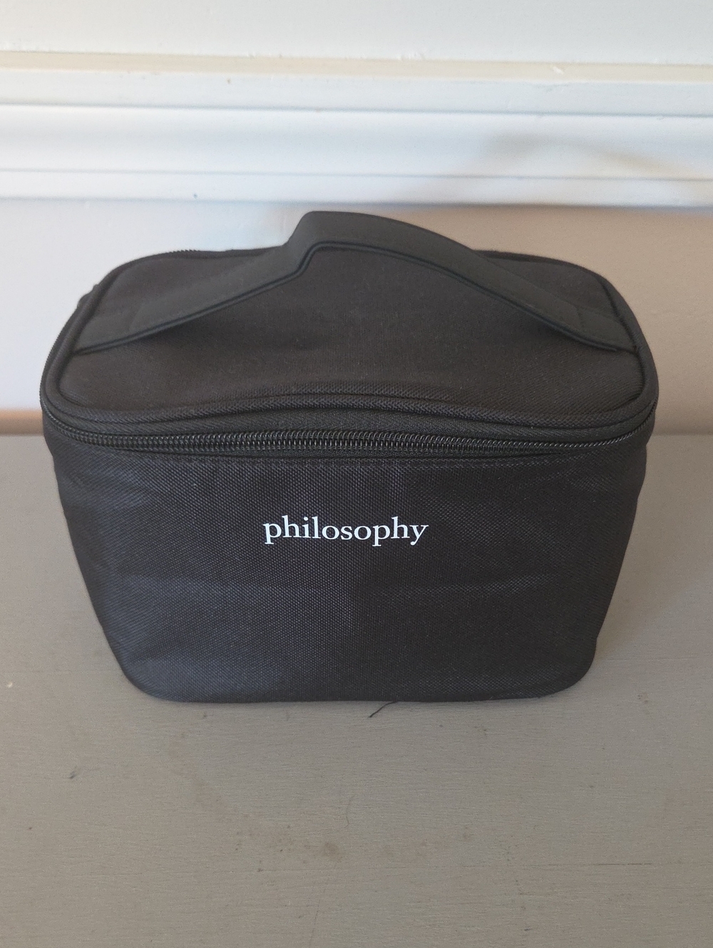 Philosophy Toiletry Case Black Canvas Nylon Lining